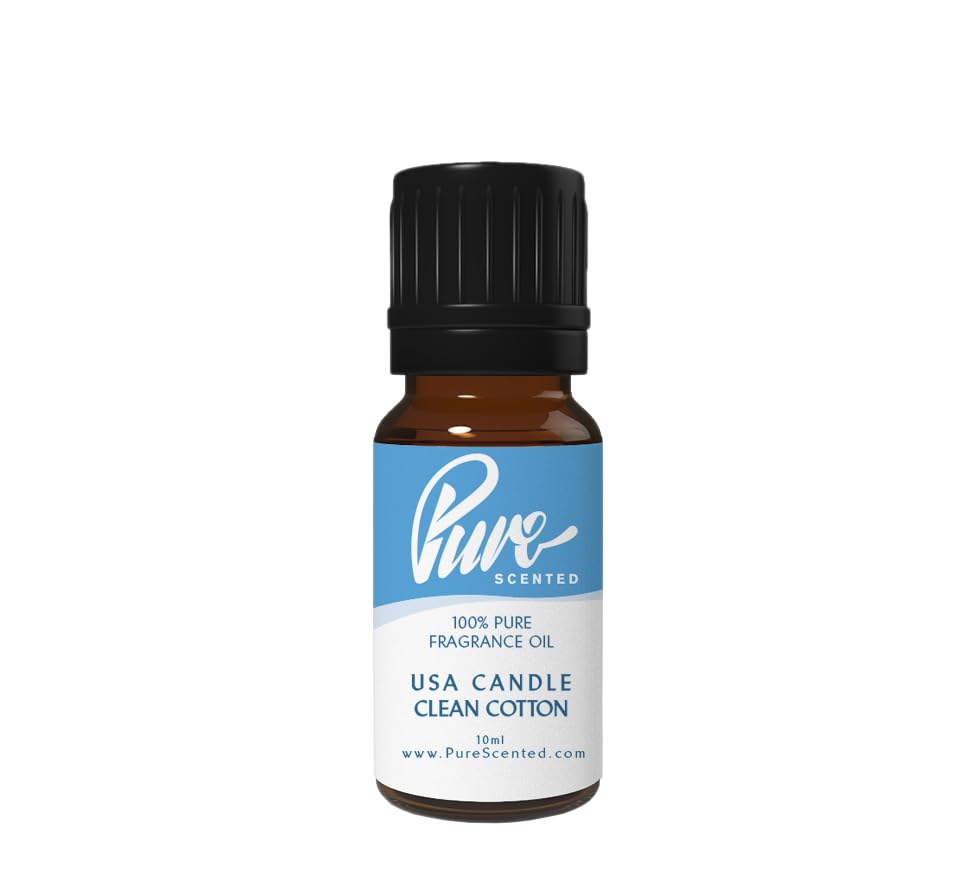 Pure Scented 10ml Fragrance Oils - 1 x 10ml Suitable for Candles, Soaps, Slime, Diffusers, Cosmetics, Wax Melts, Designer (1 x 10ml, USA Candle Clean Cotton)