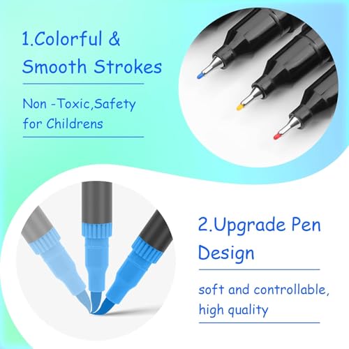 Image of 48 Colors Dual Tip Brush Pens Set - Fine & Brush Tip Sketch Markers for Coloring, Calligraphy, Drawing, Bullet Journal, Doodling & Art Supplies for Kids & Adults