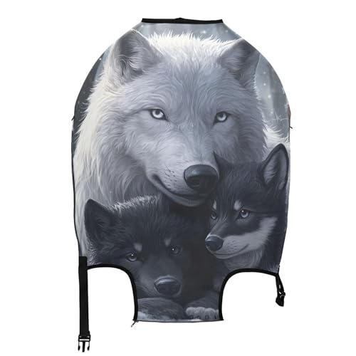 Joisal Suitcase Covers Luggage Protector Cute Protection Special Travel Essentials for Women Wolf Mom, M, Fits 22-24 Inch Case2