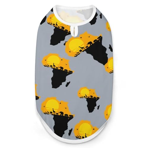 Image of African Map with Wild Animals Dog Shirt Clothes Cat Costume Pet Pajamas for Small Medium Clothes Jacket 2XL