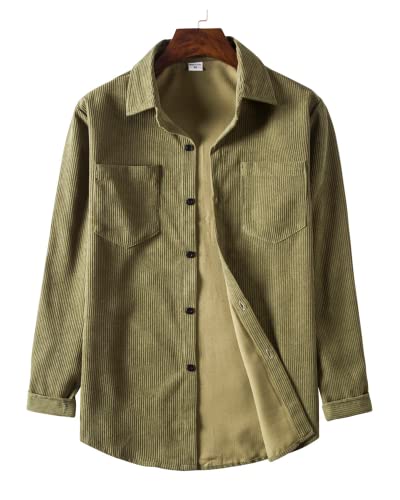 RINTONIX Mens Solid Long Sleeve Ribbed Button Down Corduroy Shirt Jacket Casual Spring Fall Pocket Shacket Jacket2