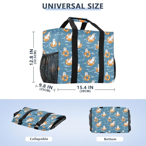 Bag For Trunk Collapsable Beach Bag With Compartments Canvas Car Tote Bag3