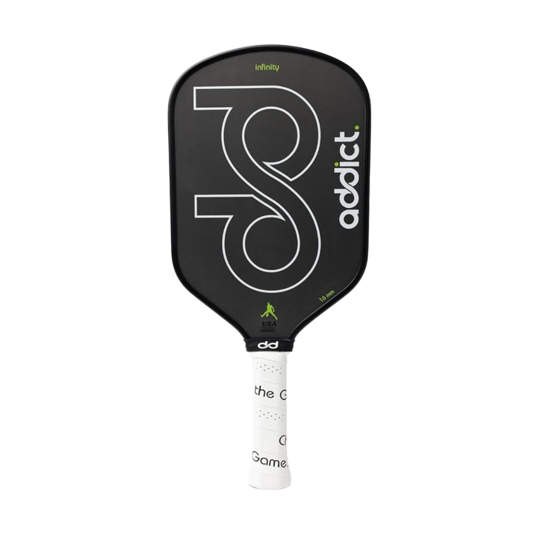 Addict Infinity 8 Pickleball Paddle - USAP Approved - Polymer Honeycomb Core - Premium Japanese Toray T700 Carbon Fiber - Non-Slip Grip - Sweat-Absorbing Black