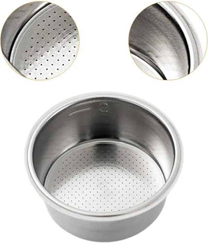 Image of THW 2 Pieces 51mm Coffee Strainer Basket, 2 Cups, Double Layer Stainless Steel Print Coffee Filter Basket, Bottomless Portafilter, Espresso Machine Accessories