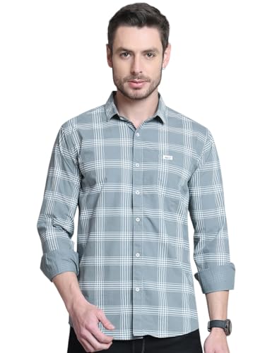 Image of Majestic Man Slim Fit Cotton Casual Check Shirt for Men