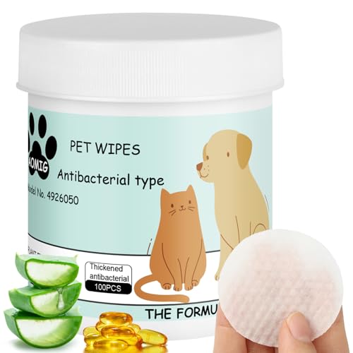 Aomig Lingettes Nettoyantes Yeux pour Animaux, 100Pcs Compresses de Soin Oculaire pour Chiens, Lingettes Douces pour Enlever Les Taches de Larmes Chien Chat,...