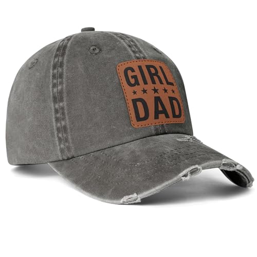 Image of Girl Father Daddy Dad Leather Patch Hat Birthday for Dad Papa from Daughter Son Adjustable Trucker Hat