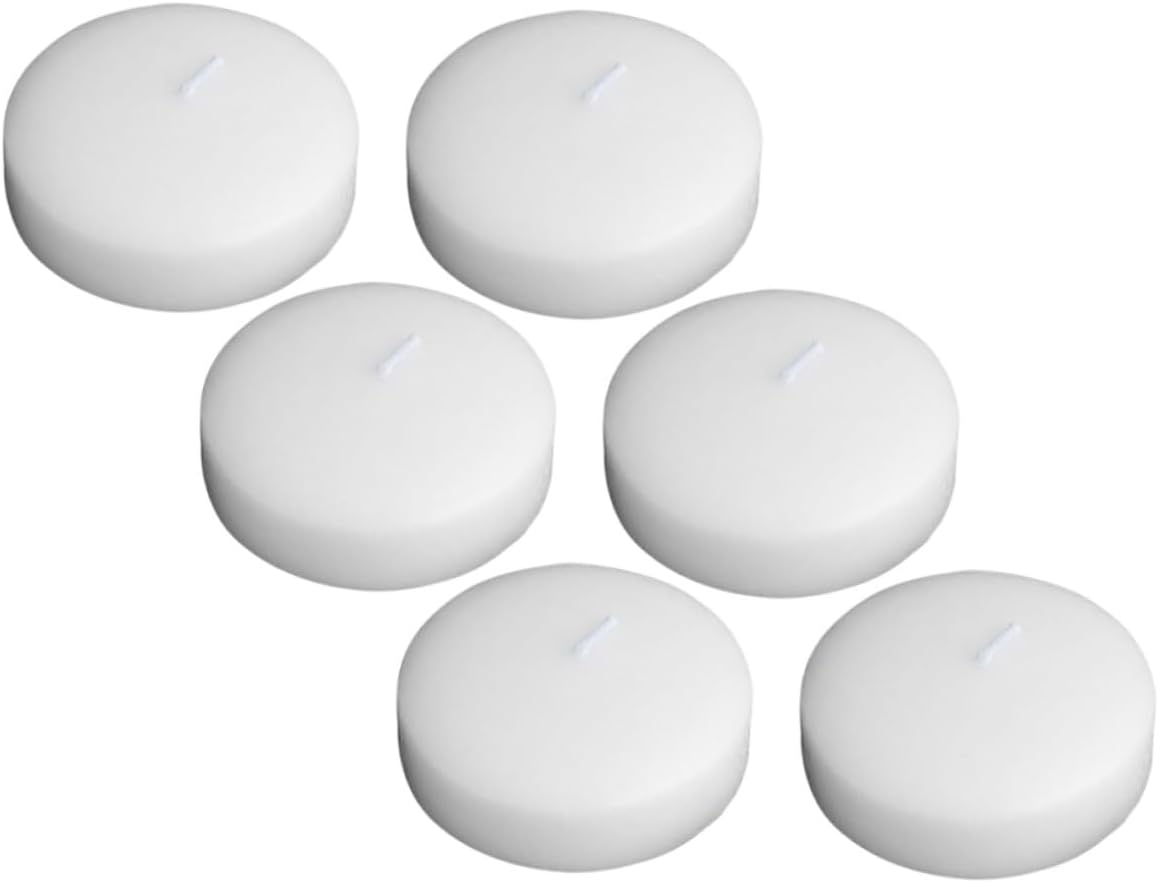 Gatuida 6pcs Small Unscented Floating Wax Candles 4.5x2.5cm, Decorative Pool Tealights for Wedding, Birthday, Romantic Dinner, Party and Hotel Reception Use
