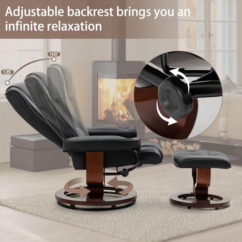 image for AVAWING Recliner Chair with Ottoman Adjustable Swivel Chair with Footr