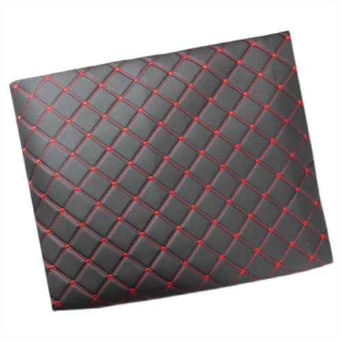 Tissu en simili cuir matelassé PU noir couture rouge pour rembourrage siège auto et rénovation 10m
