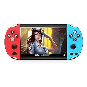 HLF Color Video Game Console 4.3 inch Dual Joystick Built-in 3000 Retro Games Support Arcade CPS/gba/gbc/gb/SFC/fc Video/Music/E-Book AV Out Rechargeable Lithium Battery Children’s Gift(Bluered)