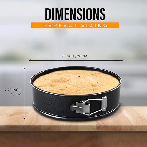 8 Inch Cake Tin Set– 7cm Deep Springform Cake Tins for Baking Layered Wedding Birthday– Bonus Precut Parchment Papers– Ultimate Baking XP with Round, Non-Stick & Leak-Proof Baking Tins - Image 3