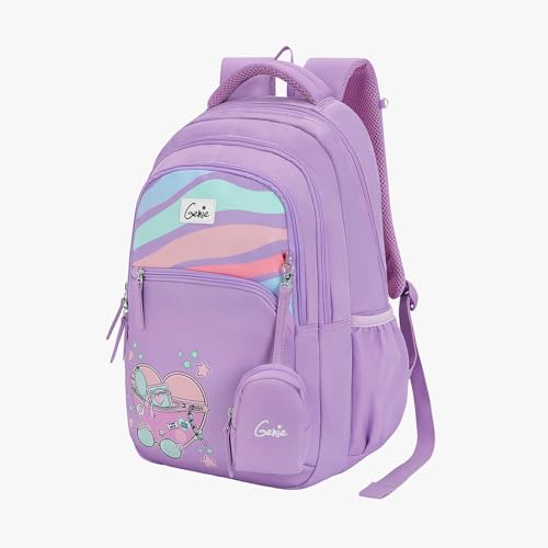 Image of Genie Backpack for Girls Laptop Sleeve, Three Compartments and Organiser with Padded Shoulders |Best for Books,Stationery,Lunch Box & Essentials