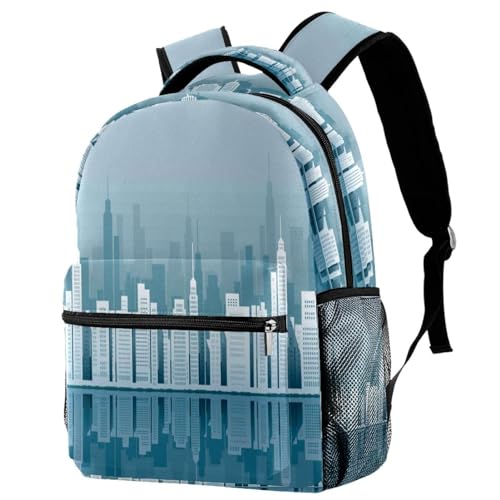 Sac à dos d'école et de voyage multicolore pour ados et adultes avec motif fond de ville