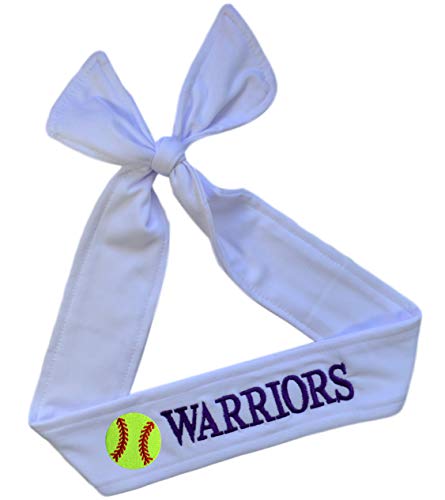 Softball TIE BACK Headband Personalized with the EMBROIDERED Name of Your Choice