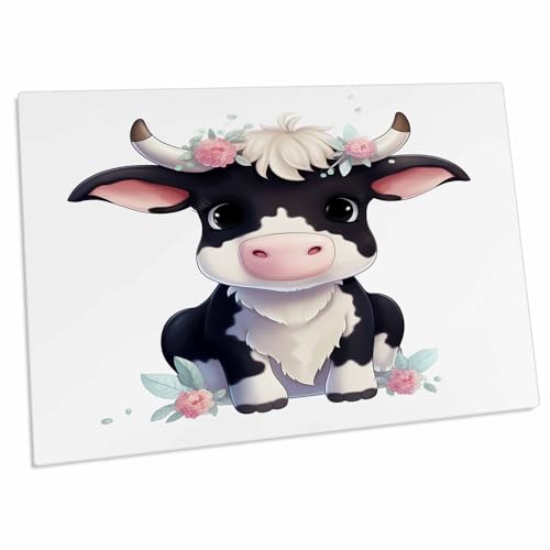 3dRose Desk Pad con Ilustración de Vaca Blanco y Negro