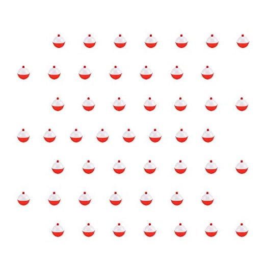 Coopay 30pcs-50pcs/lot Hard ABS Fishing Bobbers Set Snap on Red/White Float Bobbers Push Button Round Buoy Floats Fishing Tackle Accessories (0.5inch-50pcs)