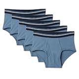 Amazon Essentials Culotte en Coton Respirant Sans Étiquette Homme, Lot de 5, Bleu Foncé/Bleu Marine/Gris Clair Chiné, XXL