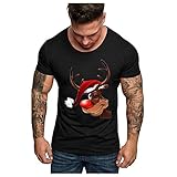 Herren Weihnachten Shirt Weihnachtspullover T-Shirts Elegant Pulli Kleidung Geschenk für Männer Kurzgarm Christmas Casual Lustig Sweatshirt Kurzarm Tops Weihnachten Party