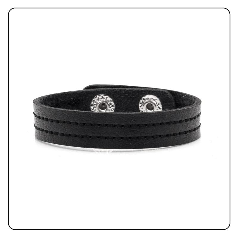 Fashion Simple Sewing Thread Pattern Leather Cuff Bracelet3