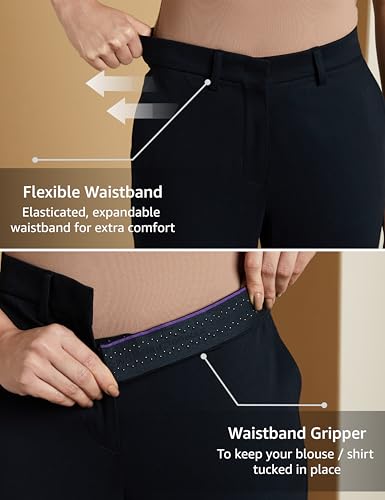 Image of Symbol Premium Women Mid Rise Cotton Tapered Trousers (Flexi-Waist | Smart Casual Pants) (Available in Plus Sizes)