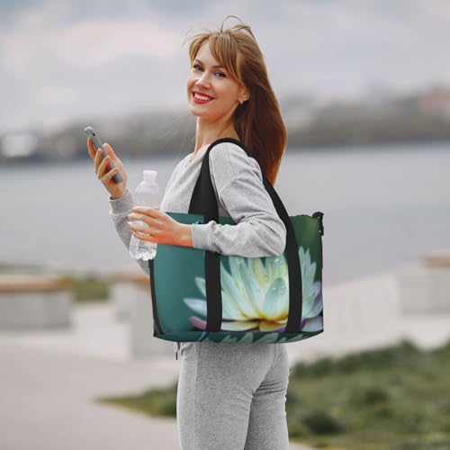 Travel Duffel Bag for Women, Large Shoulder Weekender Overnight Bag, Sport Gym Bag for Men, Carry On Tote Bags, Dragonfly with Water Lily Luggage Bag for Travel Essentials 6