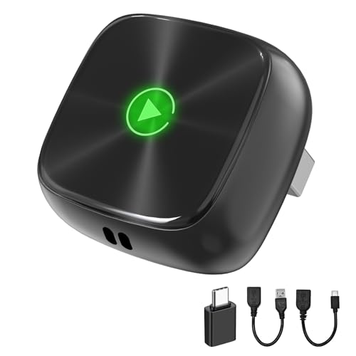 2026 Upgraded Wireless CarPlay Adapter & Android Auto 2 in 1 Mini Dongle with Cooling Vents for Stable Connection Converts Wired to Wireless 5GHz WiFi No Delay Plug & Play for Factory Wired Cars