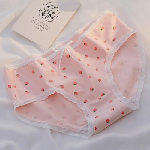 Breathable Cotton Sweet Cute Strawberry Brief Kawaii Schoolgirl Teen Girls Panties Anime Women Sweet 5 Packs Lolita Underwear4