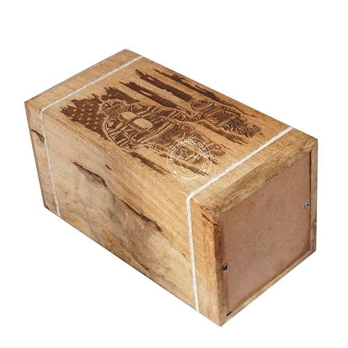 Image of Handcrafted Floral Engraved Wooden Urns for Human Ashes Adult Large - Cremation Urn for Ashes - Burial Urn for Columbarium - Funeral Urn Box (Father Son, 250 LB - Hardwood)