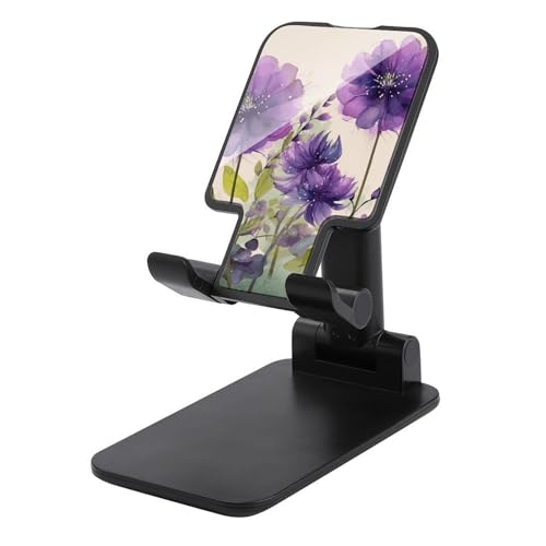 Support téléphone portable pliable bureau réglable fleurs violettes