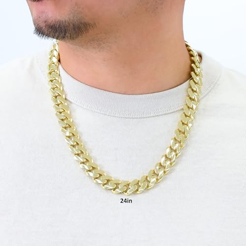 Nuragold 10k Real Yellow Gold Royal Monaco 15mm Miami Cuban Link Necklace (20"-30") Italian Jewelry for Men2