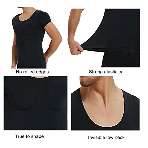 Adult Fake Chest Shaper Shirt Padded Muscle Shoulders Suit Men Invisible Enhancer Simulation Undershirt2