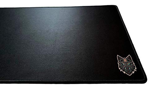 Soloq Extended Size Gaming Mouse Pad - Anti Slip Rubber Base - Stitched Edges - Large Desk Mat - 36" X 12" X 0.16" (Extended, Black With Blue Logo) #TOP3