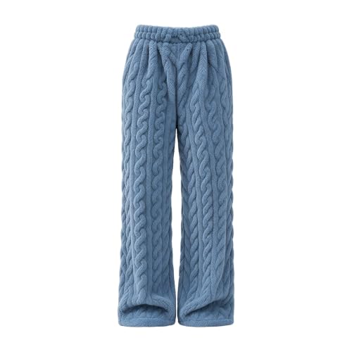 Fluffy Pajama Pants for Women Fuzzy Plush Pull On Pajama Pants Blue - image 3