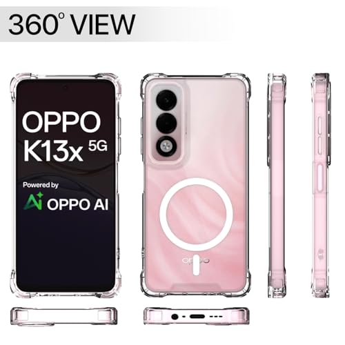Image of Amazon Basics Back Cover for Oppo K13x 5G / Realme C71 / C75 5G / P3x 5G Mag-Safe Shockproof PC + TPU Protective Case Magnetic Support Bumper Case (Transparent Mag-Safe)
