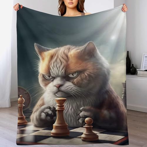 Couverture jeté flannel chat grand format pour sieste sur sofa - 2