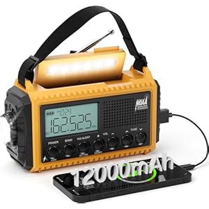 Emergency Radio12000mAh, Weather Radio 6 Ways Powered, Solar Hand Crank Radio Flashlight Cell Phone Charger, AUTO NOAA AM/FM/SW Portable Radio Rechargeable, Reading Lamp, SOS Alarm for Emergencies
