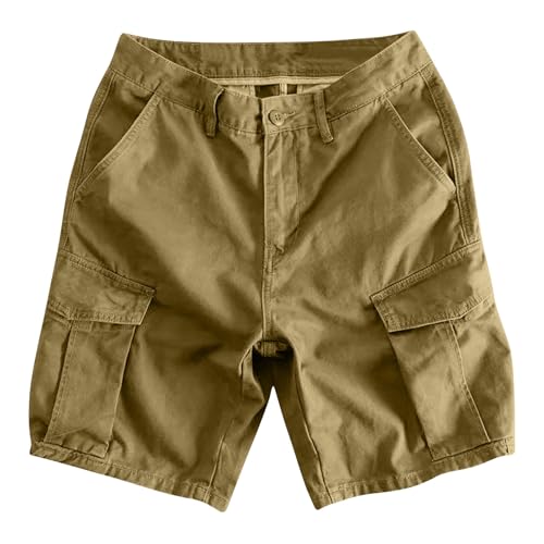 Image of Men's Cotton Twill Hiking Tactical Cargo Shorts Outdoor Lightweight Breathable Multi Pockets Casual Golf Work Shorts