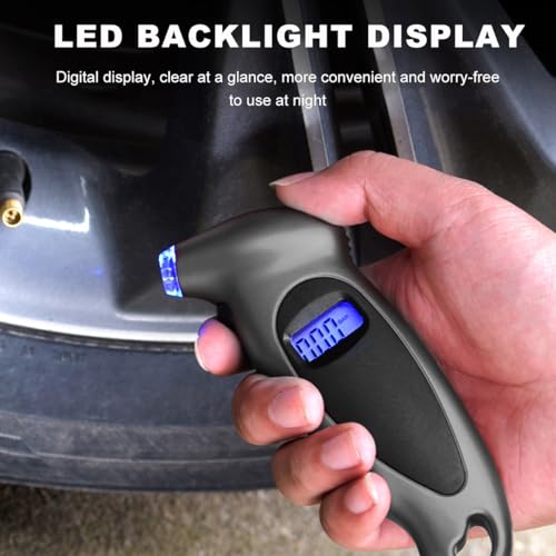 Image of KVAEY Digital Tire Pressure Gauge, 150 PSI 4 Settings Accurate Tire Gauge with Non-Slip Grip, Backlight LCD Tire Pressure Gauge Reader Checker Tool for Car Truck Bicycle Motorcycle (Gray)