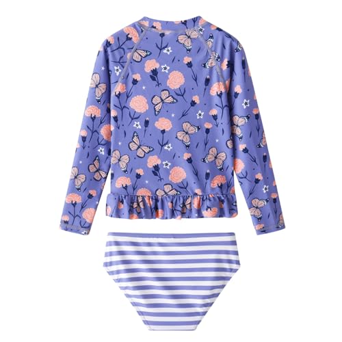 Girls Rash Guard 2-Piece Swimsuit Set Long Sleeve Bathing Suits with UPF 50+ Sun Protection2