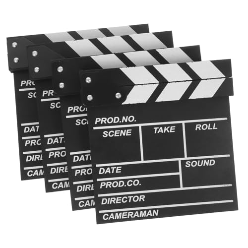 ULDIGI 4pcs Film Movie Clapboard Tv Movie Clap Board Tv Cut Prop Clapperboard Prop Directors Clapper Film Clapper Film Clap Board Clap Board Halloween Props Wood Black