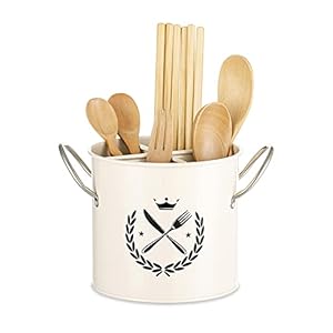 Gebruiksvoorwerpenhouder, extra grote bestekhouder, roestbestendige metalen gebruiksvoorwerppot met afneembare scheidingswand en roestvrijstalen handgreep, keukenorganizers besparen laderuimte, ideaal