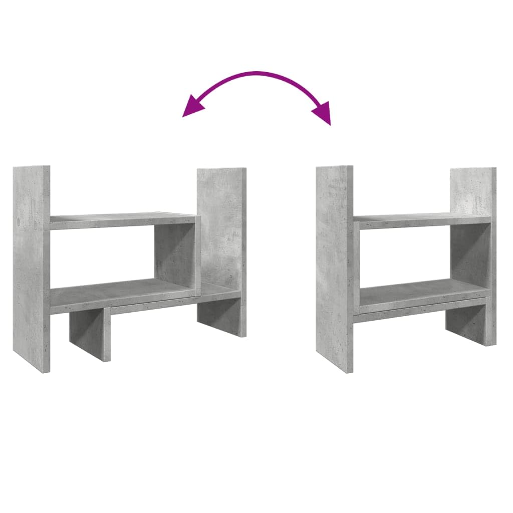 vidaXL Schreibtisch Organizer, Tischorganizer DIY Drehbar Verstellbar, Regal Bücherregal für Büro Zuhause, Schreibtischregal Büro-Organizer, Betongrau Holzwerkstoff