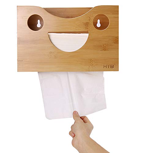 Bamboo Paper Towel Dispenser - Wall Mount or Countertop for Multifold Hand Napkins (C-Fold/Zfold/Tri fold),Paper Towel Holder for Bathroom, Kitchen, Home or Commercial Use