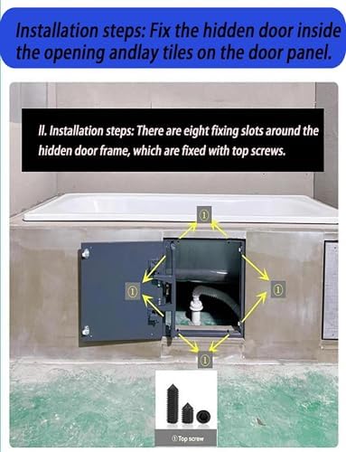 360° Heavy Duty Concealed Pivot Hinge for Invisible Doors, Stainless Steel Hidden Hinge for Stone Tile & Marble Access Panel (15.8"x23.6"x1.8")