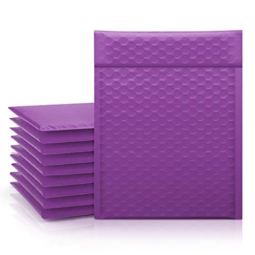 Fuxury Fu Global 6x10" 50Pcs Poly Mailers Bubble Padded Set #0 for CDs, Colored Shipping Bubble Cushion Wrap Mailers Envelopes Bulk, Poly mailer Bags for Shipping/ Packaging/ Mailing- Purple