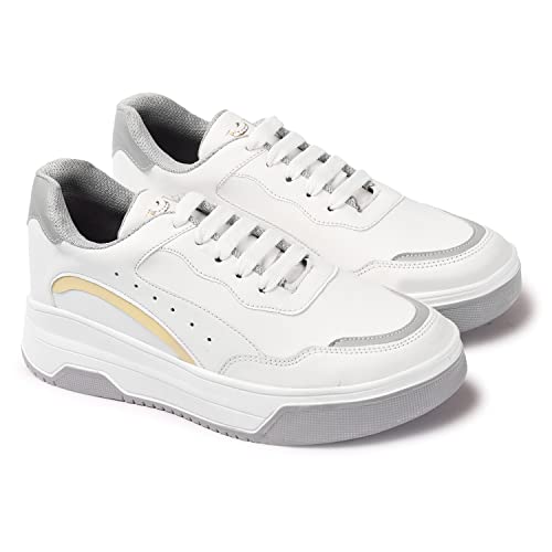 Image of PrasKing Women's Stylish Trendy Casual Sneaker Shoes Lightweight Soft & Comfortable with Extra Cushion Lace-Up Shoes for Women's & Girl's