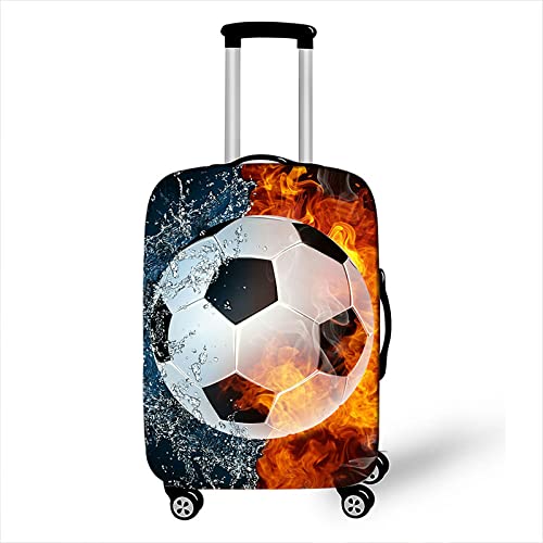 Luggage Cover - Mode Feu Et Eau Foot Ball Print Valise Housses De Protection Fire Trolley Protecteur De Bagages Pour Hommes Garçons Accessoires De Voyage Housse De Bagage Élastique Pour 18-32 Pouce