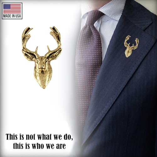 Whitetail Deer Head Pin, Gold Plated, MG007, 1.5 Inches, Handmade in the USA, Realistic, Buck, Metal, Hat Pin, Lapel Pin, Brooch, Gift, Over 3100 Wildlife Designs.4