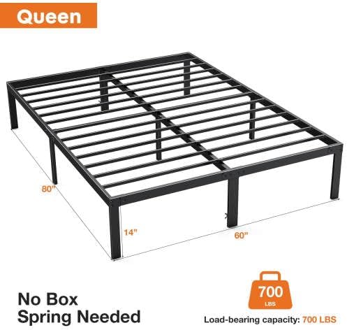 Majnesvon Metal Platform Bed Frames with Storage Space Under Base, Heavy Duty Metal Bed Frame with Sturdy Steel Slat Support, No Box Spring Needed, Noise Free, Easy As sembly (Queen)